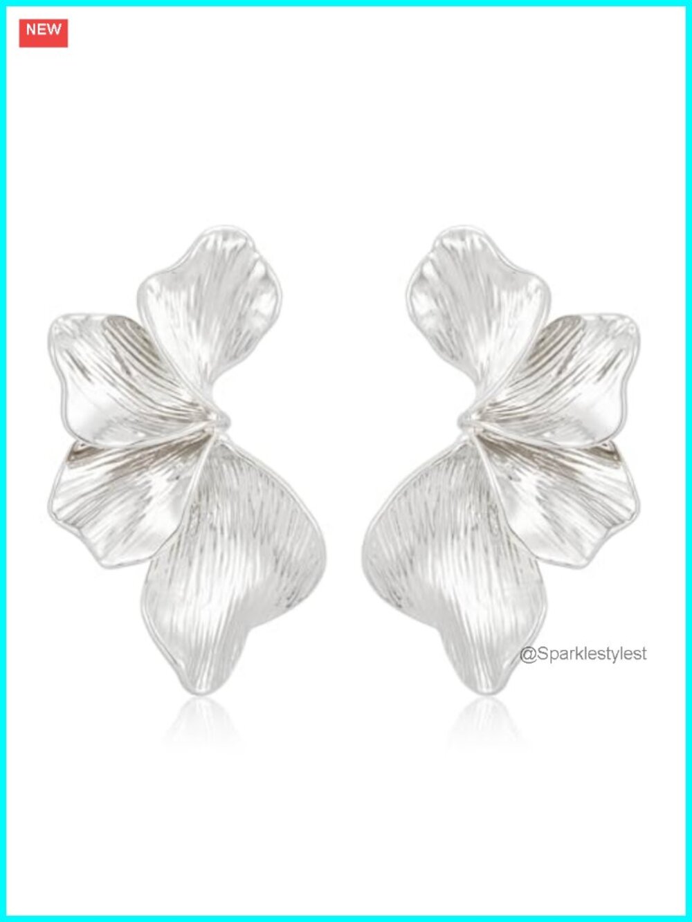 Gold Plated Sectored Flower Leaf Shell Statement Earrings